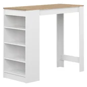 Taborety i hokery - Biały stolik barowy z blatem w dekorze dębu 115x50 cm Aravis – TemaHome France - miniaturka - grafika 1