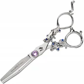 Nożyczki fryzjerskie - WOLF Degażowki nożyczki praworęczne 5,5 Stoni Blue offset fryzjerskie do strzyżenia włosów do salonu linia Professional - miniaturka - grafika 1