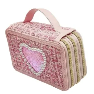 Nice Group Piórnik Girabrilla tweedowy 3 poziomy ciemny róż - Piórniki - miniaturka - grafika 1