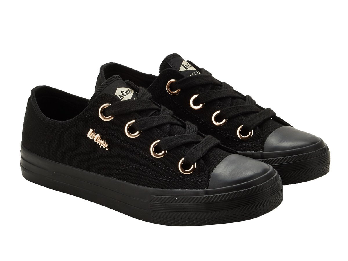 Trampki damskie Lee Cooper 4069L niskie czarne tekstylne sznurowane-39