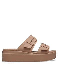 Crocs Klapki Brooklyn Low Wedge Sandal W 207431 Beżowy - Klapki i japonki damskie - miniaturka - grafika 1