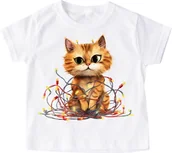 Koszulki dla dziewczynek - Śmieszna koszulka dla dziecka na święta koteczek24 - miniaturka - grafika 1