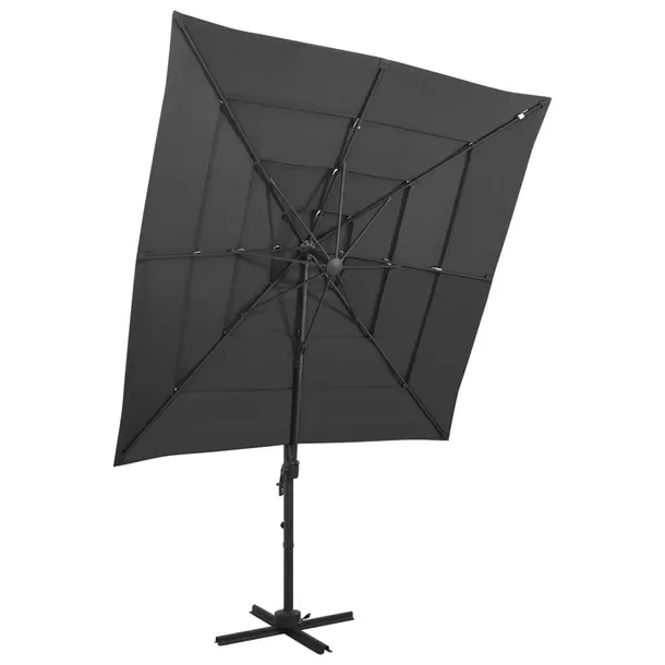 Parasol ogrodowy 4-poziomowy, UV, deszcz, antracyt, 250x250x246 cm