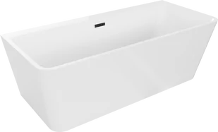Mexen Volta wanna wolnostojąca przyścienna 170 x 75 cm, biała, przelew czarny - 51131707500-70 - Wanny - miniaturka - grafika 1
