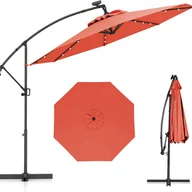 Parasole ogrodowe - Parasol przeciwsłoneczny, 300 cm, z 32 solarnymi diodami LED i korbą, parasol ogrodowy, parasol na taras, do ogrodu, na basen, pomarańczowy, 300 cm - miniaturka - grafika 1