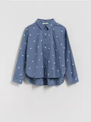 Bluzki dla dziewczynek - Reserved - Wzorzysta koszula z bawełny - jasnoniebieski - miniaturka - grafika 1