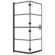 Ścianki i drzwi prysznicowe - VidaXL Składana kabina prysznicowa, ESG, 120x140 cm, czarna - miniaturka - grafika 1