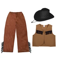 Stroje karnawałowe - ZESTAW KOWBOJ BRĄZOWY 116-128 3el - miniaturka - grafika 1