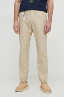 Spodnie męskie - Paul&Shark spodnie bawełniane kolor beżowy proste - miniaturka - grafika 1