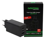 Ładowarki do telefonów - PATONA Premium Ładowarka GaN PD65W 2xUSB-C 1xUSB-A PD3.0 QC3.0 czarna - miniaturka - grafika 1
