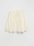 Bluzki damskie - Reserved - Bluzka z wiskozą - złamana biel - miniaturka - grafika 1