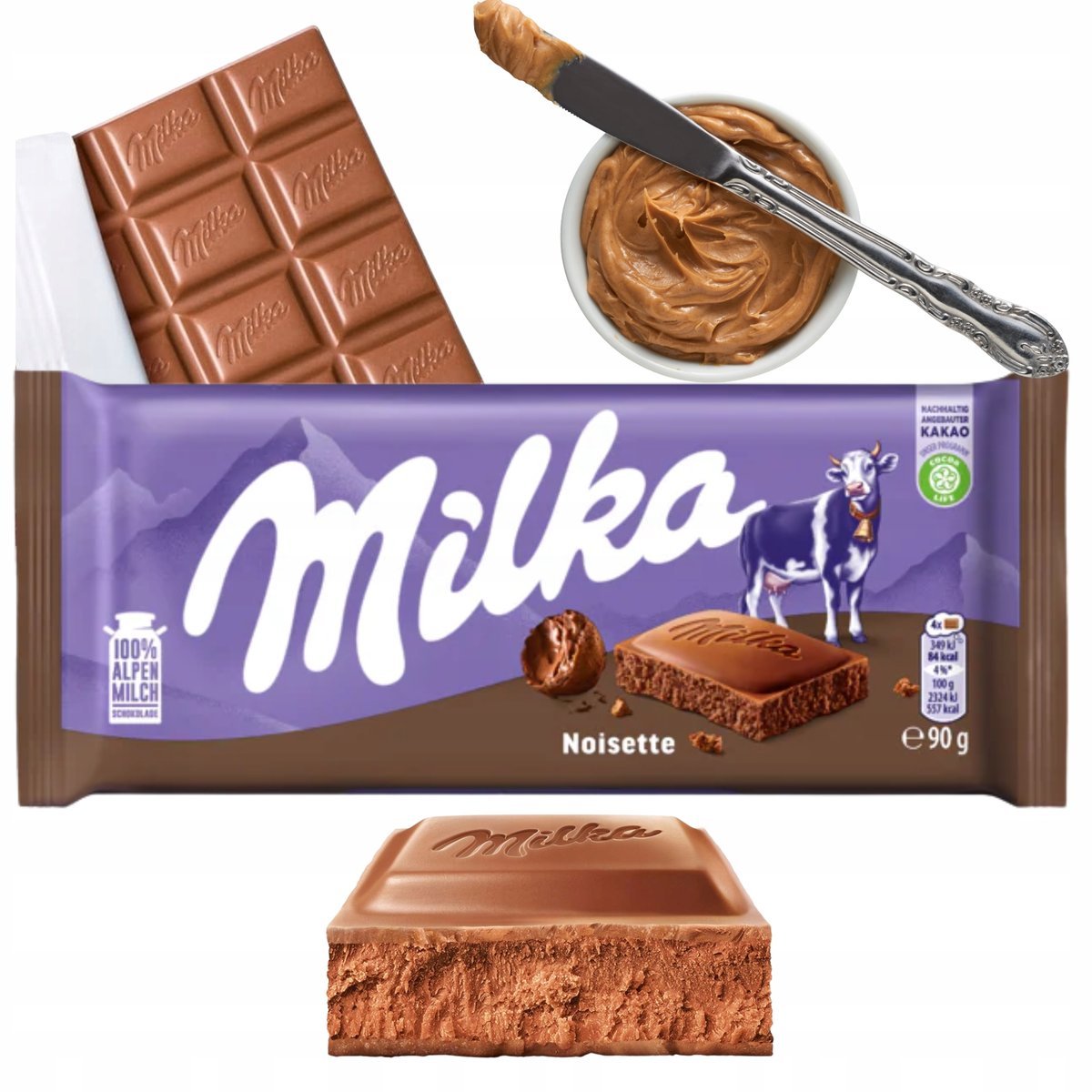 Milka Czekolada Mleczna Noisette Z Nadzieniem Orzechowym Pyszna 90 g