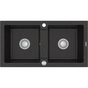 Zlewozmywaki - Mexen Mario zlewozmywak granitowy 2-komorowy 820 x 436 mm, czarny nakrapiany - 6504822000-76 - miniaturka - grafika 1