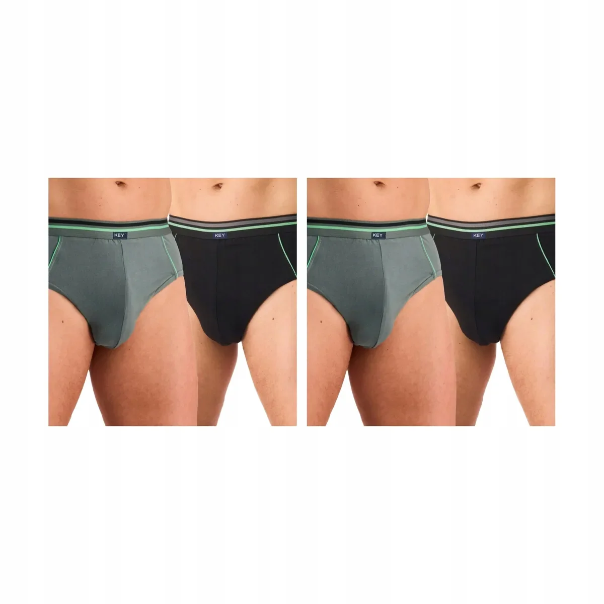 2-PAK Slipy bokserki Key bawełniane gładkie 2-pack zielono-czarne M