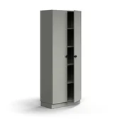 Szafy biurowe - Szafa QBUS, 4 półki, cokół, uchwyty, 2020x800x420 mm, jasnoszary - miniaturka - grafika 1