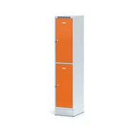 Szafki BHP - Alfa 3 Metalowa szafka ubraniowa 2-drzwiowa na cokole, drzwi pomarańczowe, zamek obrotowy 1261739 - miniaturka - grafika 1