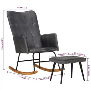 Fotel bujany z podnóżkiem, szary, skóra naturalna Lumarko - Fotele - miniaturka - grafika 2
