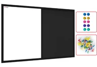 Tablice i flipcharty - Tablica Combi Korkowa Czarny Korek / Biała Magnetyczna 60X40 Rama Drewniana Lakierowana Czarna - miniaturka - grafika 1