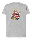 Koszulki i topy damskie - Koszulka Świąteczna Mikołaj Śmieszna Worek Pełen Prezentów Szary melanż L - miniaturka - grafika 1