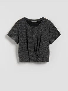 Reserved - Bluzka z metaliczną nicią - czarny - Koszulki dla dziewczynek - miniaturka - grafika 1