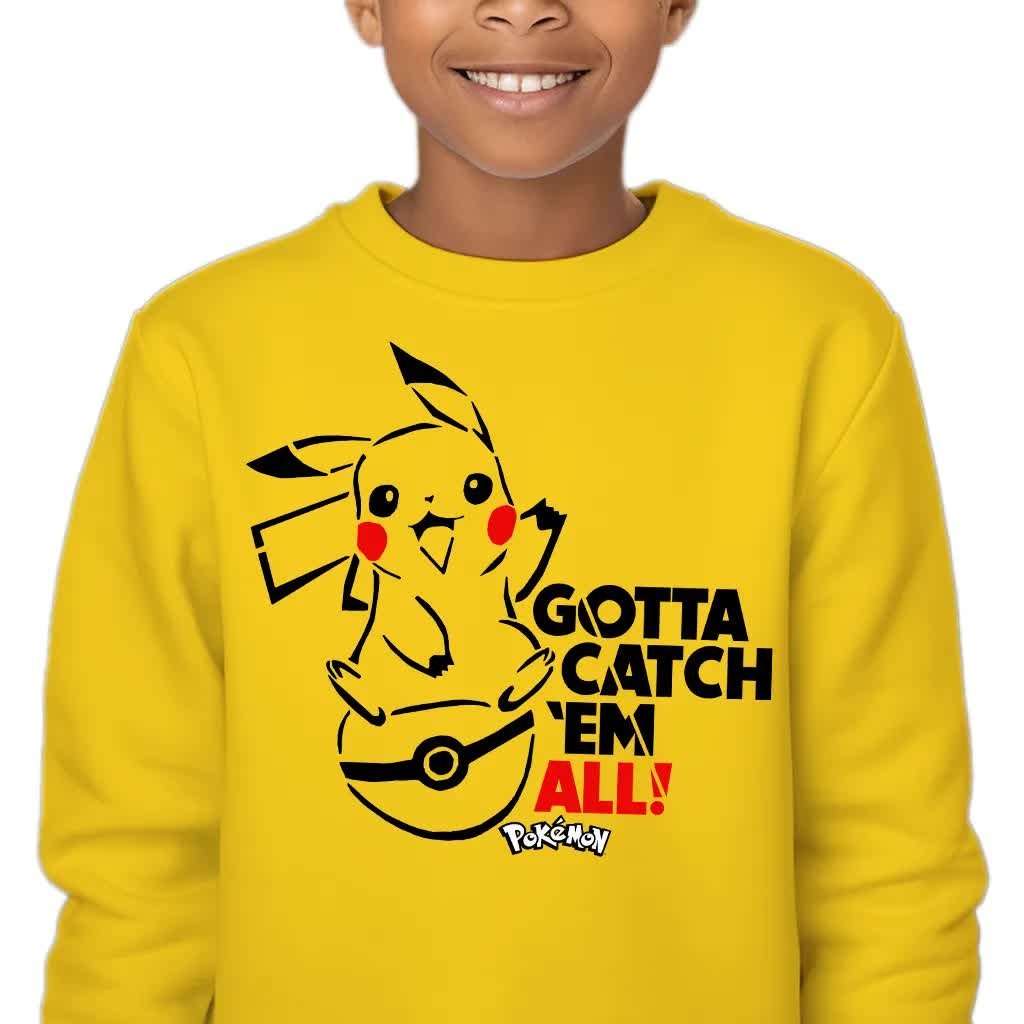 Bluza Dziecięca Ciepła Żółta Bez Kaptura Prezent Złap Je Wszystkie 140 Wz