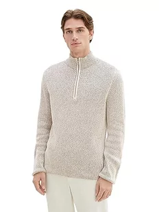 TOM TAILOR sweter męski, 32742 – beżowy granatowy mouline, L - Swetry męskie - miniaturka - grafika 1