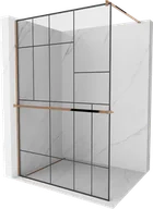 Ścianki i drzwi prysznicowe - Mexen Kioto+ ścianka prysznicowa z półką Walk-in 90 x 200 cm, czarny wzór, różowe złoto - 800-090-121-60-78 - miniaturka - grafika 1