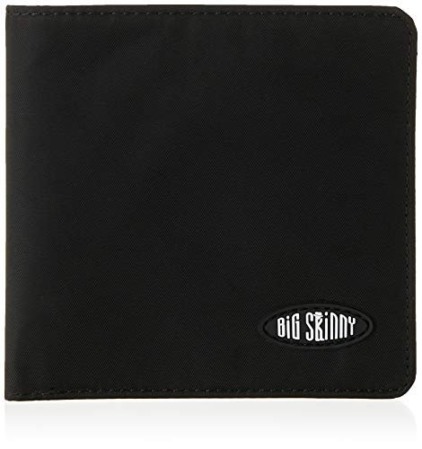 Big Skinny Męski portfel blokujący RFID World Bi-Fold Slim Wallet z kieszenią na zamek błyskawiczny, mieści do 30 kart, czarny