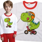 Piżamy dla dziewczynek - Piżama dziecięca Dinozaur T Rex na Rowerze Rowerku 86/92 - VoloDonum - miniaturka - grafika 1