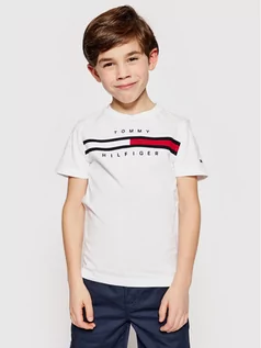 Koszulki dla chłopców - Tommy Hilfiger T-Shirt Flag Rib Insert KB0KB06532 D Biały Regular Fit - grafika 1