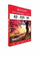 Papier do drukarek - PAPIER FOTOGRAFICZNY A5 DO ZDJĘĆ 148x210mm MATOWY 220g INKJET 50szt KVADER - miniaturka - grafika 1