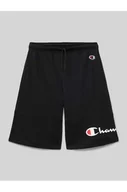 Spodnie sportowe damskie - Szorty z dzianiny dresowej o kroju regular fit z nadrukiem z logo - Champion - miniaturka - grafika 1