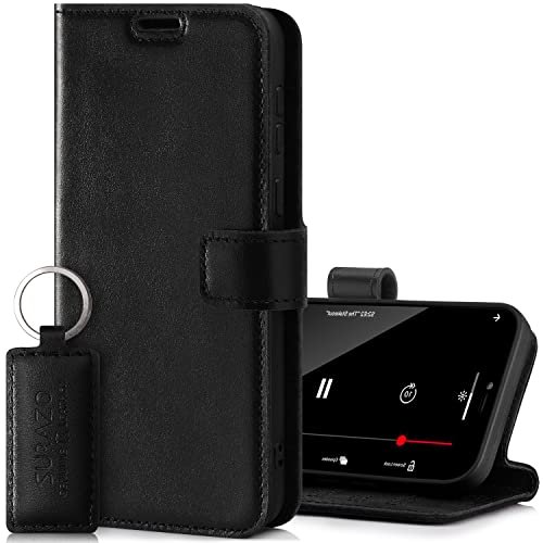 SURAZO Etui na telefon komórkowy Samsung A32 5G – etui ochronne z prawdziwej skóry premium z funkcją stojaka, przegródką na karty, ochroną RFID, etui z klapką, ręcznie wykonane do Samsung Galaxy A32