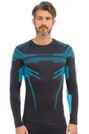 Bluzy sportowe męskie - Bluza termoaktywna męska Brubeck Dry LS15700 grafit/niebieski - miniaturka - grafika 1