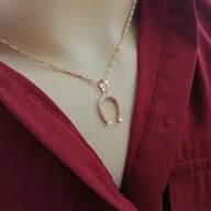 Naszyjniki - Złoty Naszyjnik Podkowa 18K Prezent Na Szczęście - miniaturka - grafika 1