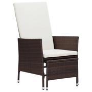 Fotele i krzesła ogrodowe - vidaXL Rozkładane krzesło ogrodowe z poduszkami, brązowy polirattan - miniaturka - grafika 1