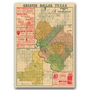 Plakaty - Retro plakat Stara mapa Dallas w Teksasie A3 30x40 - miniaturka - grafika 1