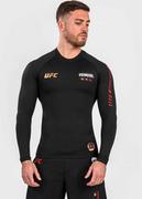 Koszulki sportowe męskie - UFC Venum Adrenaline Fight Week Rashguard Długi Rękaw Performance Black - miniaturka - grafika 1