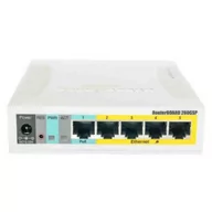 Switche - Switch Mikrotik CSS106-1G-4P-1S 5x 10/100/1000  PoE output RB260GSP only: Passive PoE output on ports 2-5. Max current 1A per port, DC jack input Voltage: 10-57 V - miniaturka - grafika 1