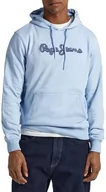 Bluzy męskie - Pepe Jeans Męska bluza z kapturem Ryan, Niebieski (Bleach Blue), S - miniaturka - grafika 1