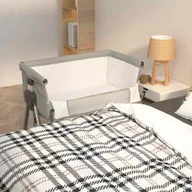 Łóżeczka i kojce - The Living Store Łóżeczko dziecięce z materacem - jasnoszare - lniana tkanina - Łóżeczko Dziecięce Z Materacem - miniaturka - grafika 1
