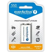 Baterie i akcesoria - EverActive Akumulatorek 6F22/9V Li-ion 550 mAh 1 sztuka EVHR22-550 - miniaturka - grafika 1