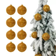 Bombki - BOMBKI CHOINKOWE PLASTIKOWE ZŁOTE HOLOGRAFICZNE JEŻYKI 3D 70 MM ZESTAW 8 SZT BOMBKI I OZDOBY CHOINKOWE - miniaturka - grafika 1