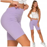 Legginsy - Legginsy Krótkie Prążek Damskie Kolarki KRYJĄCE Getry Wysoki Stan S/M MORAJ - miniaturka - grafika 1