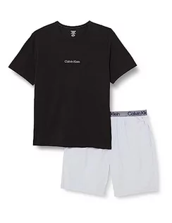 Koszulki męskie - Calvin Klein Piżama męska S/S krótki zestaw, Blk Top, asfalt szary_chambray Btm, M - grafika 1
