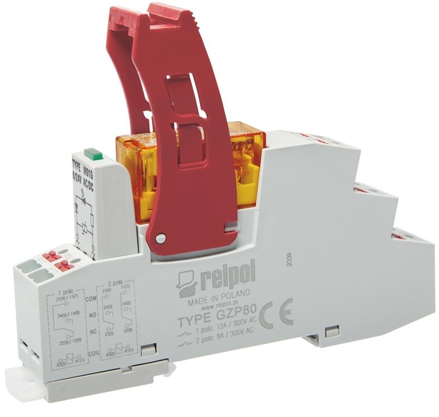 Relpol Przekaźnik interfejsowy Push-in 1P, 16A, 24V AC, AgNi, PI85-024AC-M91G-PS-2011-01 864994 864994