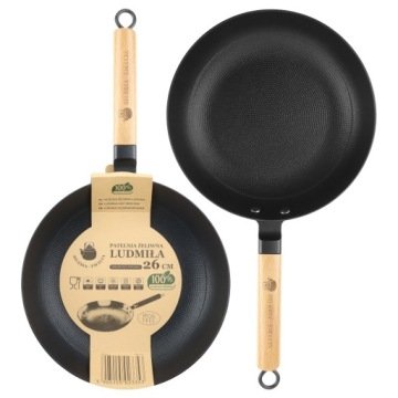 Patelnia żeliwna z drewnianą rączką Ludmiła 26cm Indukcja Gaz