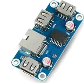 Akcesoria do komputerów stacjonarnych - Waveshare HUB Ethernet / USB B - 3xUSB 1xRJ45 Ethernet - nakładka do Raspberry Pi - Waveshare 20416} - miniaturka - grafika 1