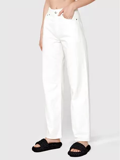 Spodnie damskie - Simple Jeansy SPDJ008 Biały Relaxed Fit - grafika 1