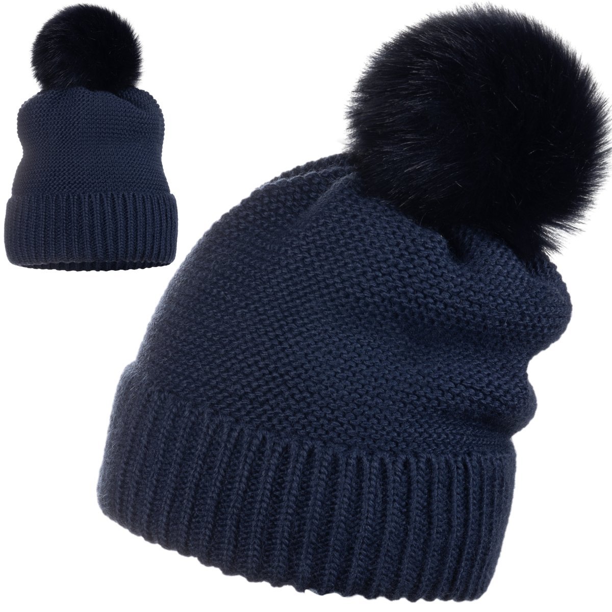 CZAPKA DAMSKA ZIMOWA JESIENNA ZIMOWA z Pomponem Polska Marka MAJKA GRANAT